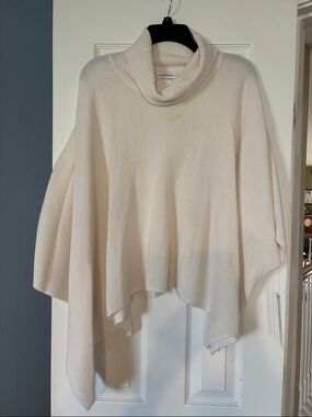 Calvin Klein Ivory Turtleneck Poncho Sweater